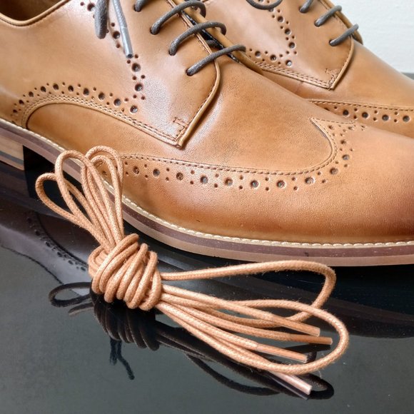 Johnston & Murphy Men's Haywood Wingtip Oxford in Nice Tan FG Leather - Picture 6 of 14